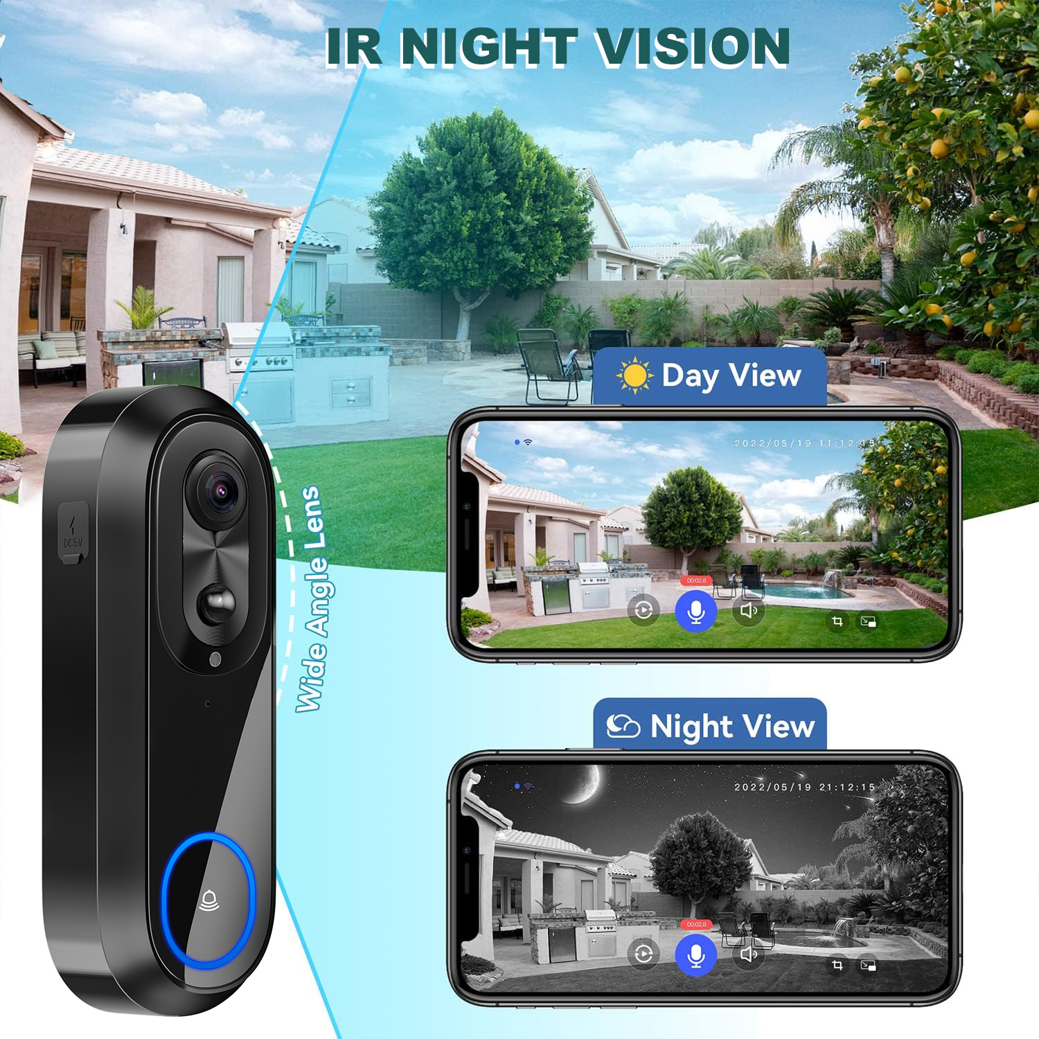 5G 2.4G WiFi Video Doorbell 10 - Smart Doorbell Wired ulasan dan harga
